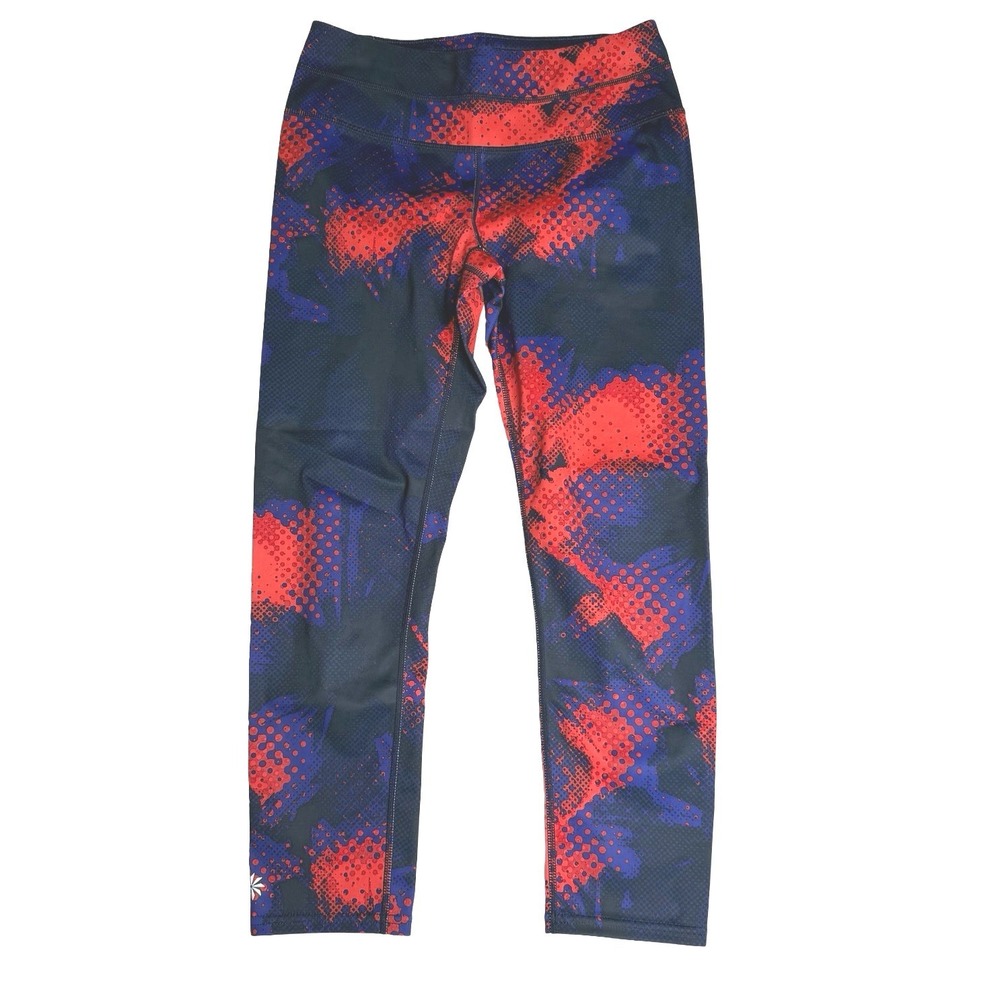 Athleta Be Free Knicker Running Crops Red Blue Abstract Print Womens XS